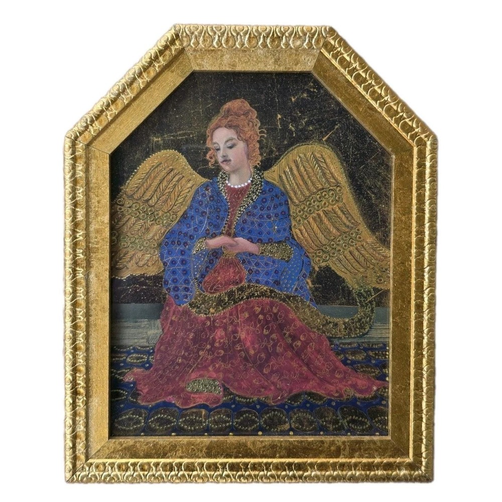Vtg 1993 Kay Jackson Guardian Angel of Liberty Art Print from Canada Wood frame
